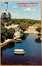 San Marcos Texas Aquarena Springs Swiss Sky Ride Boats Aerial VTG Postcard c1960 picture