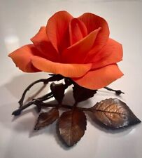 Vintage BOEHM Porcelain and Bronze Metal Orange TROPICANA Rose Limited Issue picture