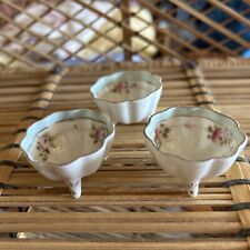 Set Of 3 Vintage Nippon Salt Cellar Miniature Footed Bowls Hand Painted Floral picture