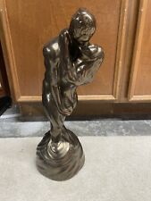 Vintage Gold Painted Plaster Sculpture of Two Lovers Embracing and Kissing picture