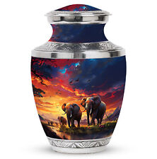 Urns For Adult Painting Of A Family Of Elephants (10 Inch) Large Urn picture