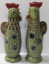 Vtg MCM Brown Rooster Chicken Salt and Pepper Shakers Japan 7” Anthropomorphic picture