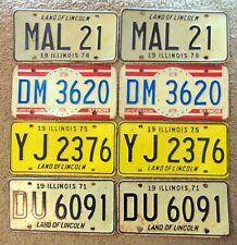 4 Pairs Illinois License Plates 1971  DU6091 1975 YJ2376 1976 DM3620 1978 MAL21 picture