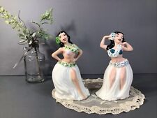 RARE Vintage Pair Of Hawaiian Hula Girls Figurines~Artist Signed 1962~6.5” Tall picture