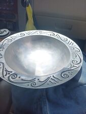 Lenox Large Pewter Bowl 14” Round etched scrolls on the rim exc picture