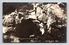 RPPC Devil's Well Pot Hole Man Conductor & Dog Taylors Falls Minn MN Postcard picture
