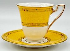 1926 ANTIQUE ROYAL WORCESTER YELLOW CUP & SAUCER SET, PATTERN C1896, ENAMELS picture