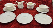 Wedgwood Patrician Ivory 9 Pc Lot Open Sugar, Creamer,  5 Saucers 2 Cups picture