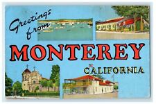 1950 Greetings from Monterey California Showing Places Vintage Postcard picture