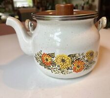 Vintage Flower Enamel Tea Pot  Kettle picture