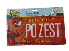 Tazmanian Devil Taz Po Zest Posest Metal License Plate NEW rare HTF Looney Tunes picture