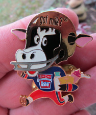 Vintage Cow Got Milk Pin Brooch 1990s Moving Head Great Con Enamel Football Cow picture