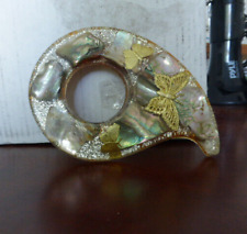 Vintage 1960s MCM Lucite Iridescent Abalone/Butterflies Ashtray Holder picture