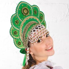 Green Kokoshnik Traditional Russian Folk Costume Headdress Кокошник KIDS ADULTS picture