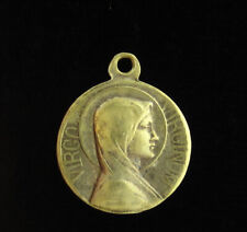 Vintage Virgin Mary Medal Religious Catholic Saint Ghislain Signed ESCUDERO picture