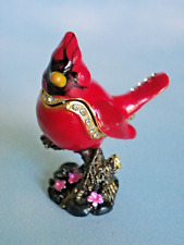 Bejeweled Red Robin Metal Enameled Rhinestone Hinged Mini Trinket Box 3