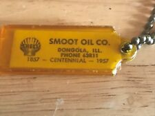 VTG SHELL SMOOT OIL CO. 1857-1957 Centenial Advertising keychain Dongola, IL P4 picture