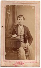 ANTIQUE CDV CIRCA 1870s CITY HANDSOME YOUNG MAN WILD OLD WEST READING PA. picture
