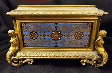 Limoges 1850 Gilded and Enameled Bronze Box Labeled 'Prosper Roussel' with Key picture
