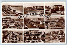 Sussex England Postcard Greetings from Worthing 1954 Multiview RPPC Photo picture