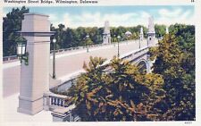 Washington Street Bridge Wilmington Delaware Vintage Linen Post Card picture