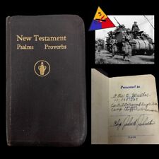 RARE WWII Hurtgen Forest & Rhine 5th Armored Division Named U.S. Soldier Bible picture