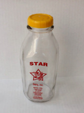 UNIQUE VTG Star Dairy Inc. Mulhall Oklahoma Clear Glass Milk Bottle with Lid picture