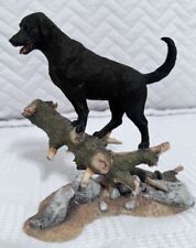 Sherratt & Simpson Dog Figurine Black Labrador Standing on Tree Trunk Lab Statue picture