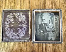 1/6th Plate Ambrotype Of A Couple Sitting Together - Woman is Wearing Gloves picture