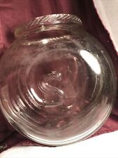 VTG Antique Clear Glass Sugar Canister 1920’s Ribbed Rim “S” Round Country Store picture