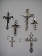 Lot of 7 Vintage Crosses / Crucifixes Rosary Pendants ~ 1/2