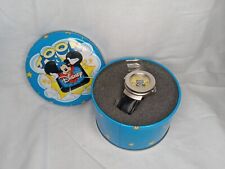 Disney Mickey Mouse Pop Up Toon Town Trick Watch  w/ Tin Case & Leather Band Vtg picture
