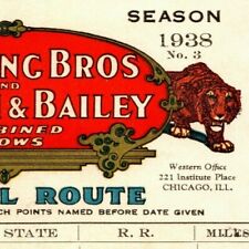 Scarce 1937 Ringling Bros. B&B Circus Route Card Fort Wayne Toledo Erie Buffalo picture