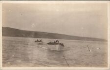 Military RPPC Navy Sailors in Boats Towed by Rope c1910 Real Photo Postcard V14 picture