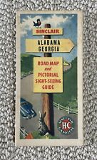 Vintage SINCLAIR Gas & Oil Folding Road Map – ALABAMA GEORGIA 1940s picture