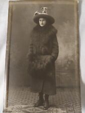 Vintage Real Photo Postcard Fancy Dressed Woman 1909-10 picture