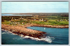 c1960s Aerial View Two Lights Lighthouse Cape Elizabeth Maine Vintage Postcard picture
