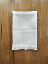 Vintage White Lace Edge Huck Hand Towel~White Swedish Weave~14 1/2” x 21 1/2” picture