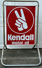 Original Kendall Motor Oil Sign With Stand RARE Gas Service Station 2 Sided picture