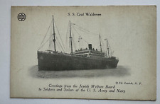 Vintage Ship Postcard SS Graf Waldersee Jewish Welfare Board US Army Navy WWI picture