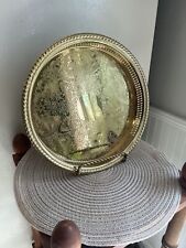 Vintage Brass Tray With Holder , Carved/ Etched Floral- GORGEOUS picture