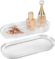 Acrylic Vanity Tray, 2 Pack, Clear, 9.65 in x 4.5 in x 0.79 in, Catchall Tray, C picture