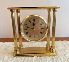 Seiko 1960's Vintage Elegant Brass Double Pillar Floating Clock w/Alarm picture