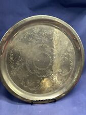 Vintage Solid Brass Floral Engraved Display Plate Tray Incredible Design picture
