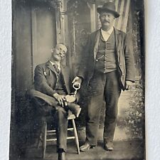 Antique Tintype Photograph Men Handcuffed Odd Fun Police Criminal Wild West picture