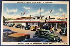 VINTAGE POSTCARD IDEAL BEACH RESORT SHAFER LAKE INDIANA IN BALLROOM SUMMER CARS picture