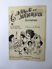 BIANCHI And MARGHERITA 1950's Menu Opera A La Carte New York City NYC #798 picture