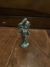Pewter Cherub Figurine Angel Boy Carrying Fire Torch Metal Figure Vintage Taiwan picture