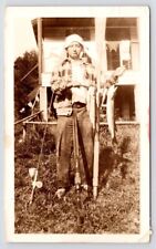 c1930s~Country Boy~Fisherman~Big Catch~Rifle~Vintage B&W Photo picture