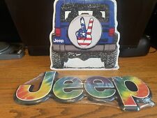 2-JEEP SIGN 11x12 PEACE SIGN+8x19 LETTER SIGN METAL NIP FOR MAN-CAVE-GARAGE picture
